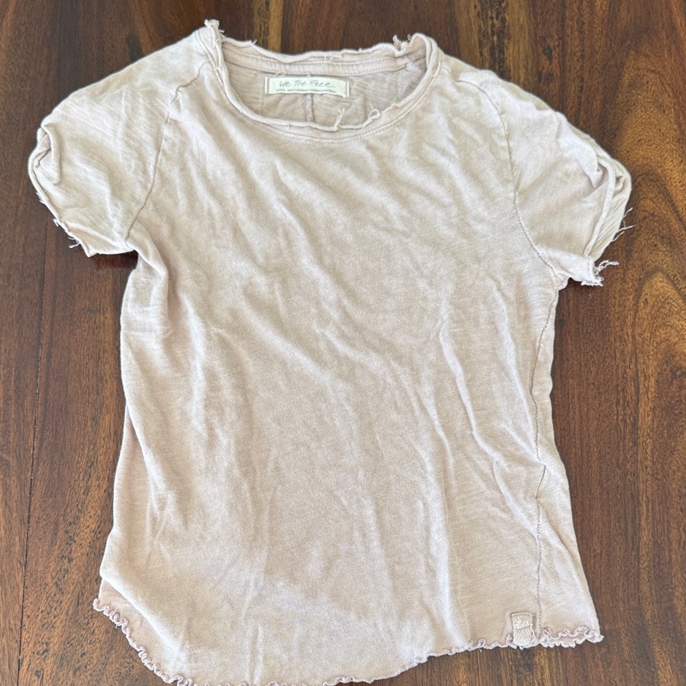 We The Free Light Beige Short Sleeve Tee